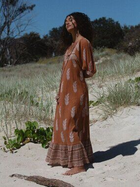 Daughters of India Mishka Maxi Dress in Hazelnut